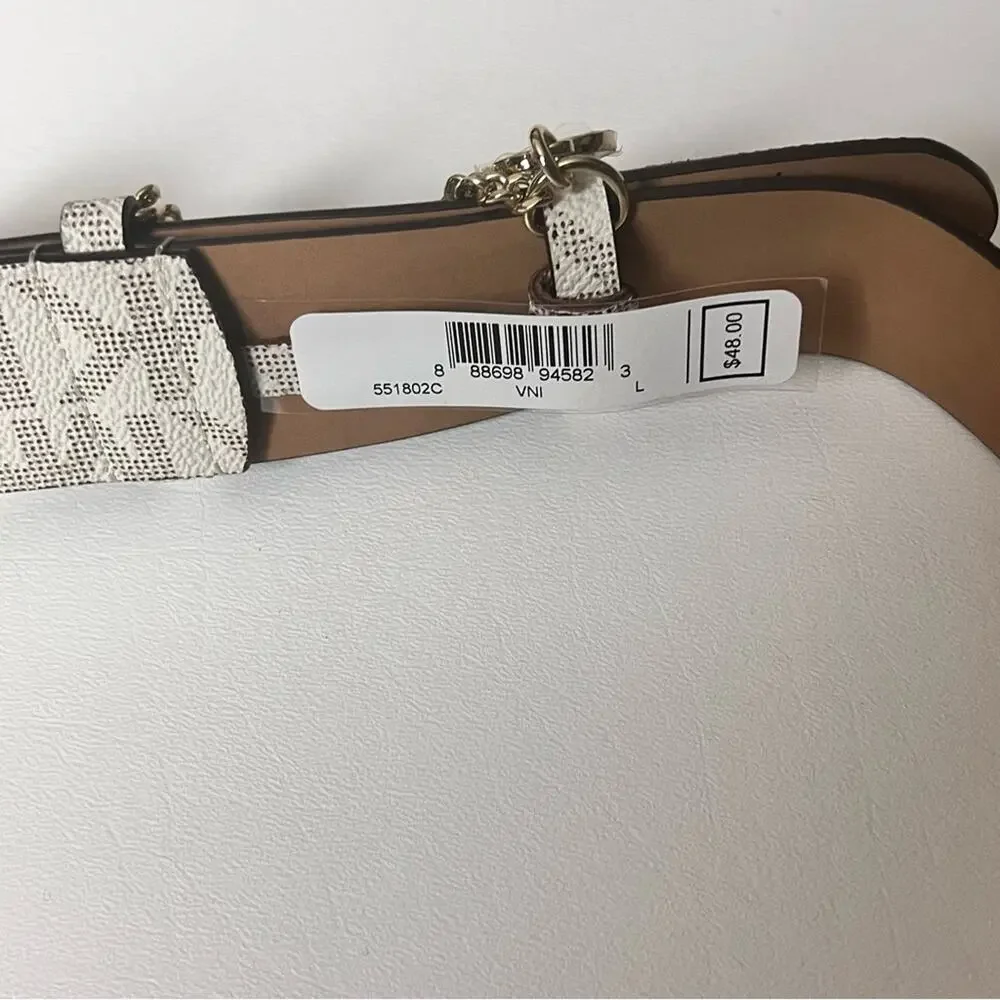 Michael Kors Women's Gray and White Logo Belt Sz L
